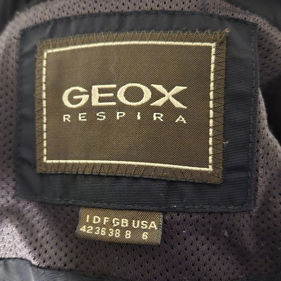 Geox Respira Trench Coat Size 6 Hooded Lightweight Water Resistant Dark Academia - Picture 8 of 11